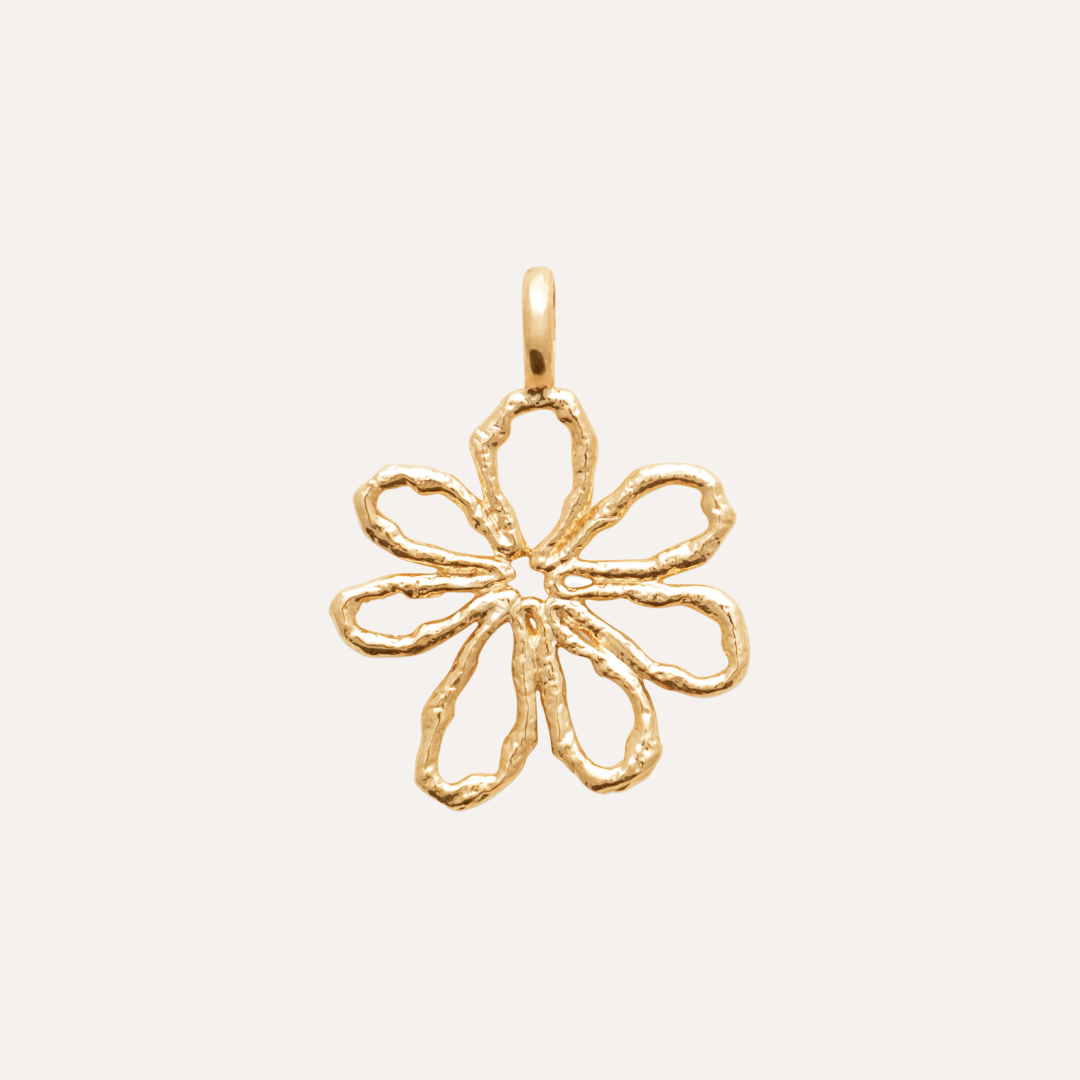 Pendentif fleur plaqué or
