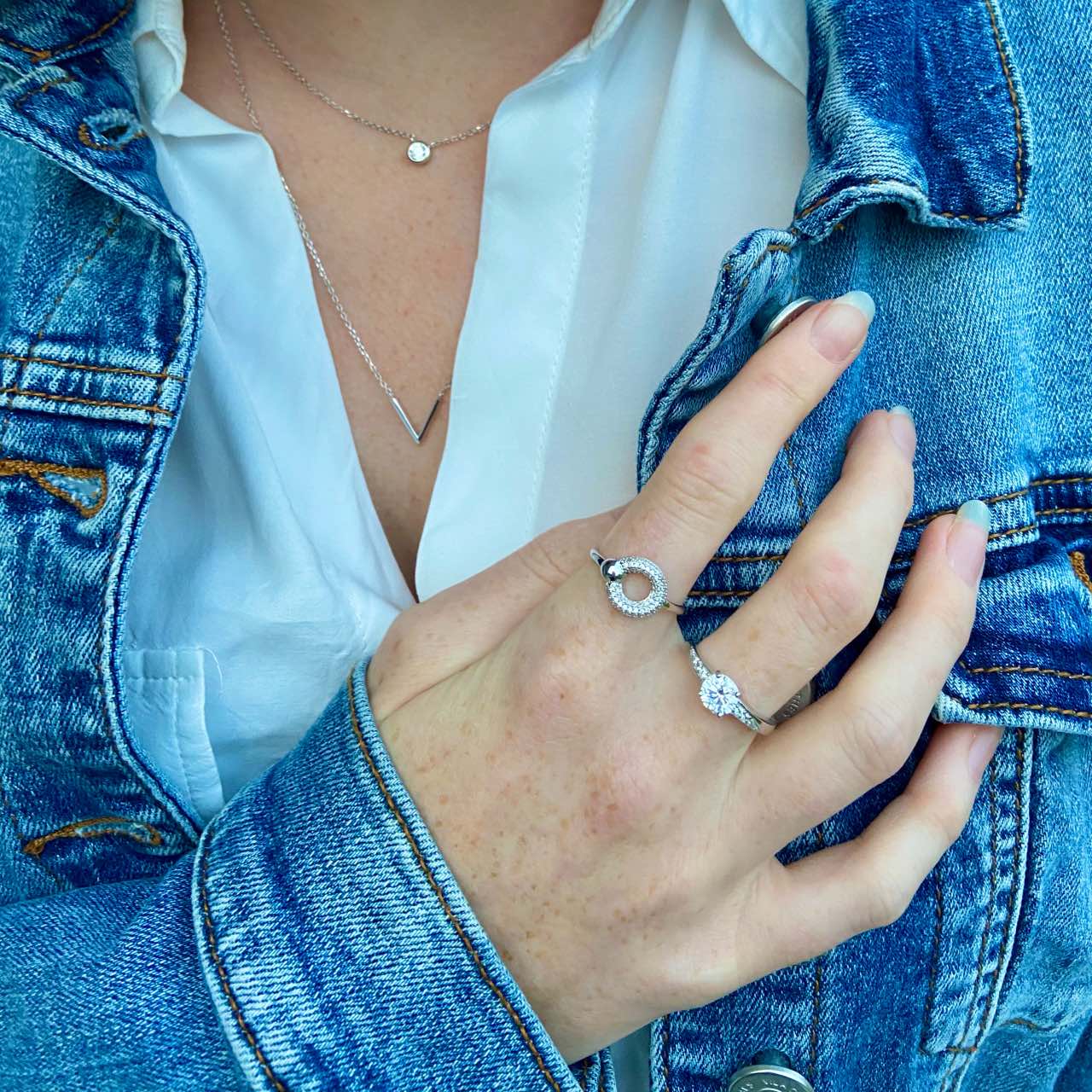 Bargue argent cercle zircon