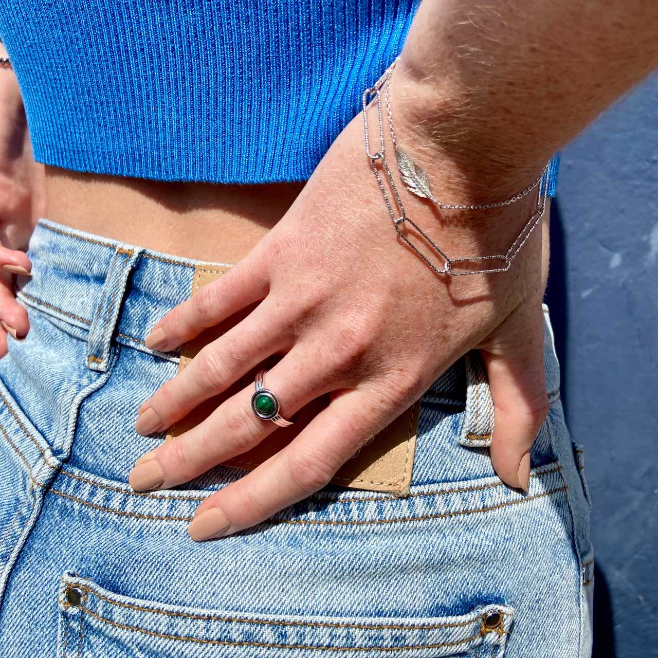 Bague argent malachite Emeline