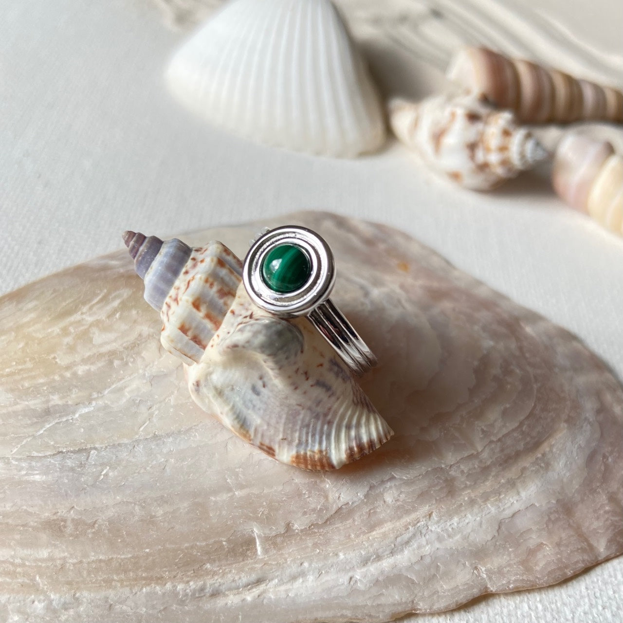 Bague argent malachite Emeline