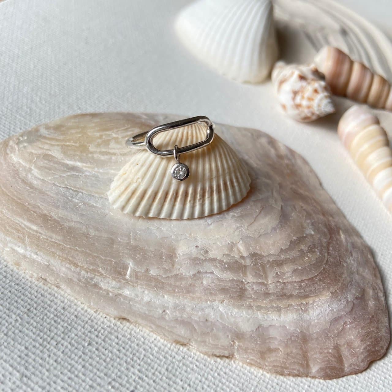 bague en argent avec zircon mobile