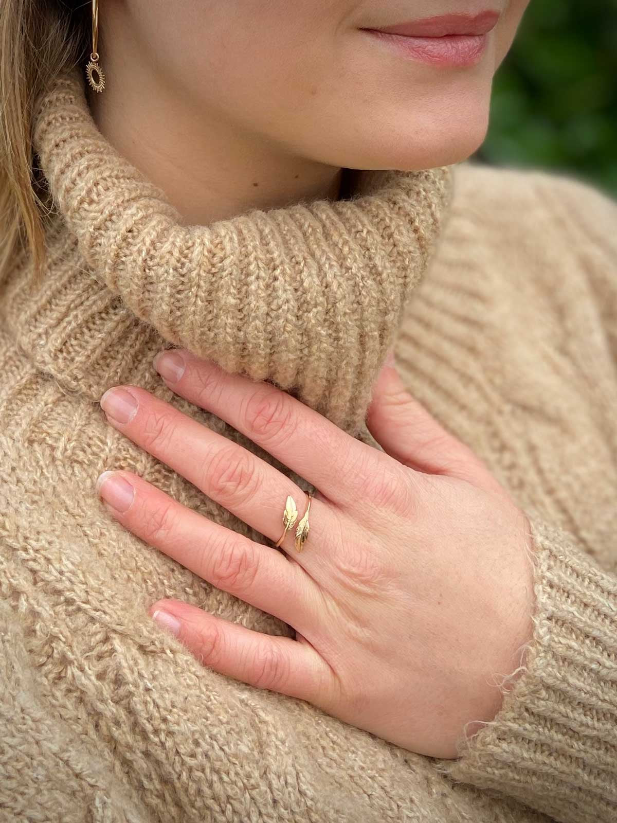 bague plaqué or plumes