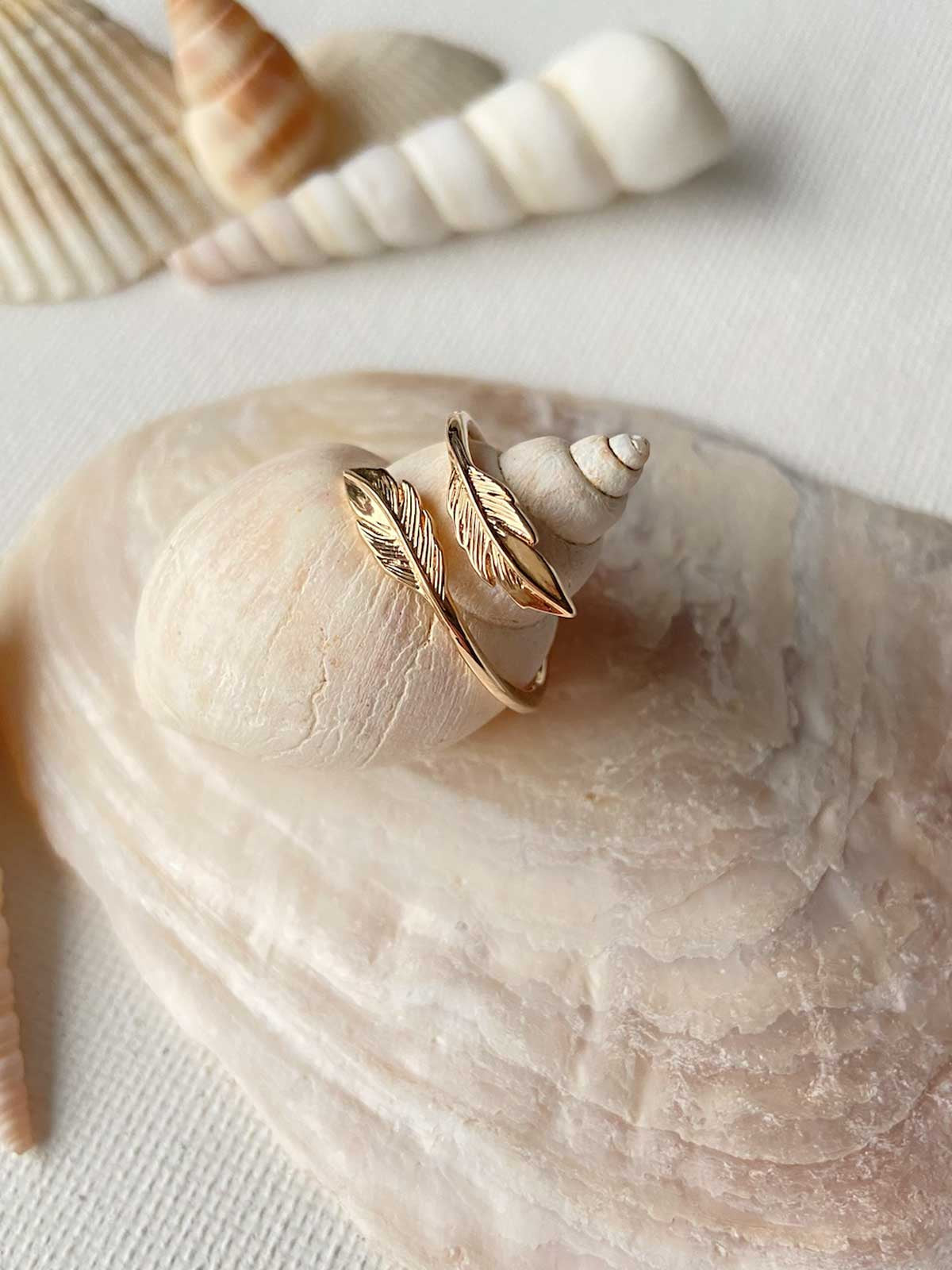 Bague plaqué or plumes