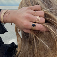 large bague plaqué or agate noire