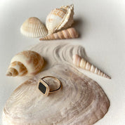 Bague plaqué or pierre agate noire