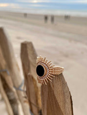 Bague plaqué or décor plage