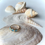 Bague femme plaqué or et agate bleu