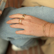 Bague plaqué or perlée zirconium Laura