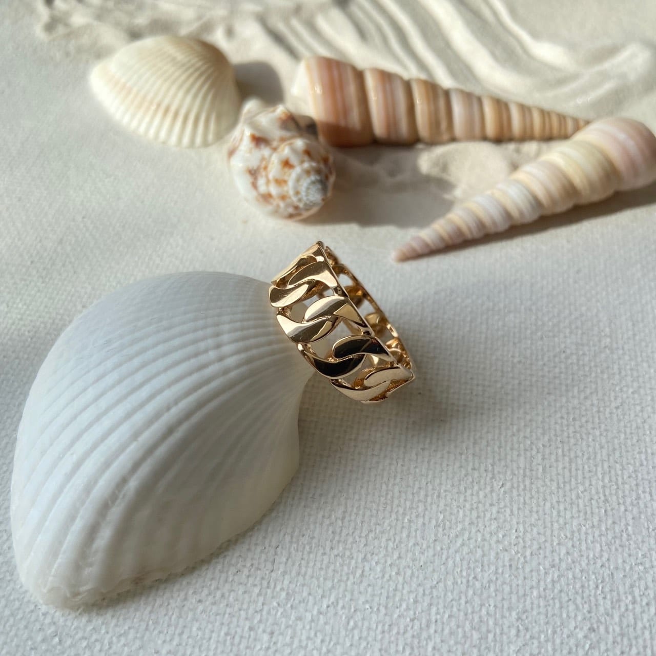 bague chaine en palqué or