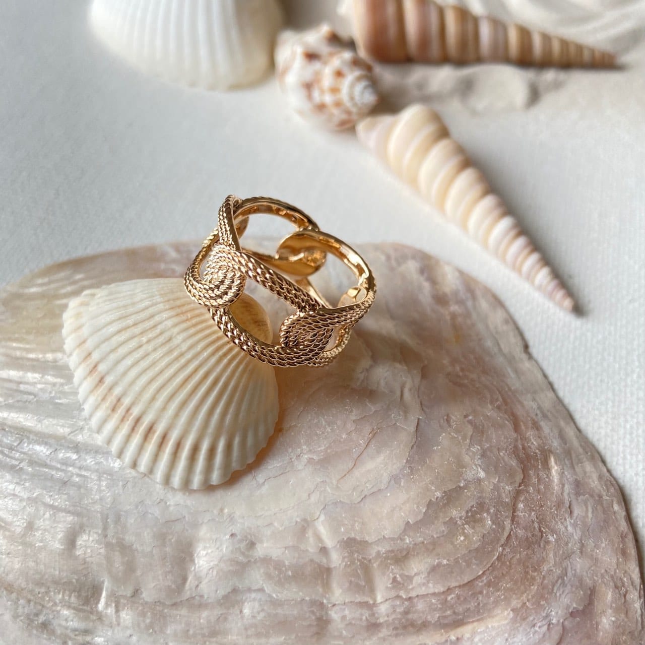 bague anneaux entrecroisés en plaqué or