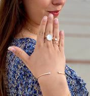 Bague plaqué or et nacre réversible