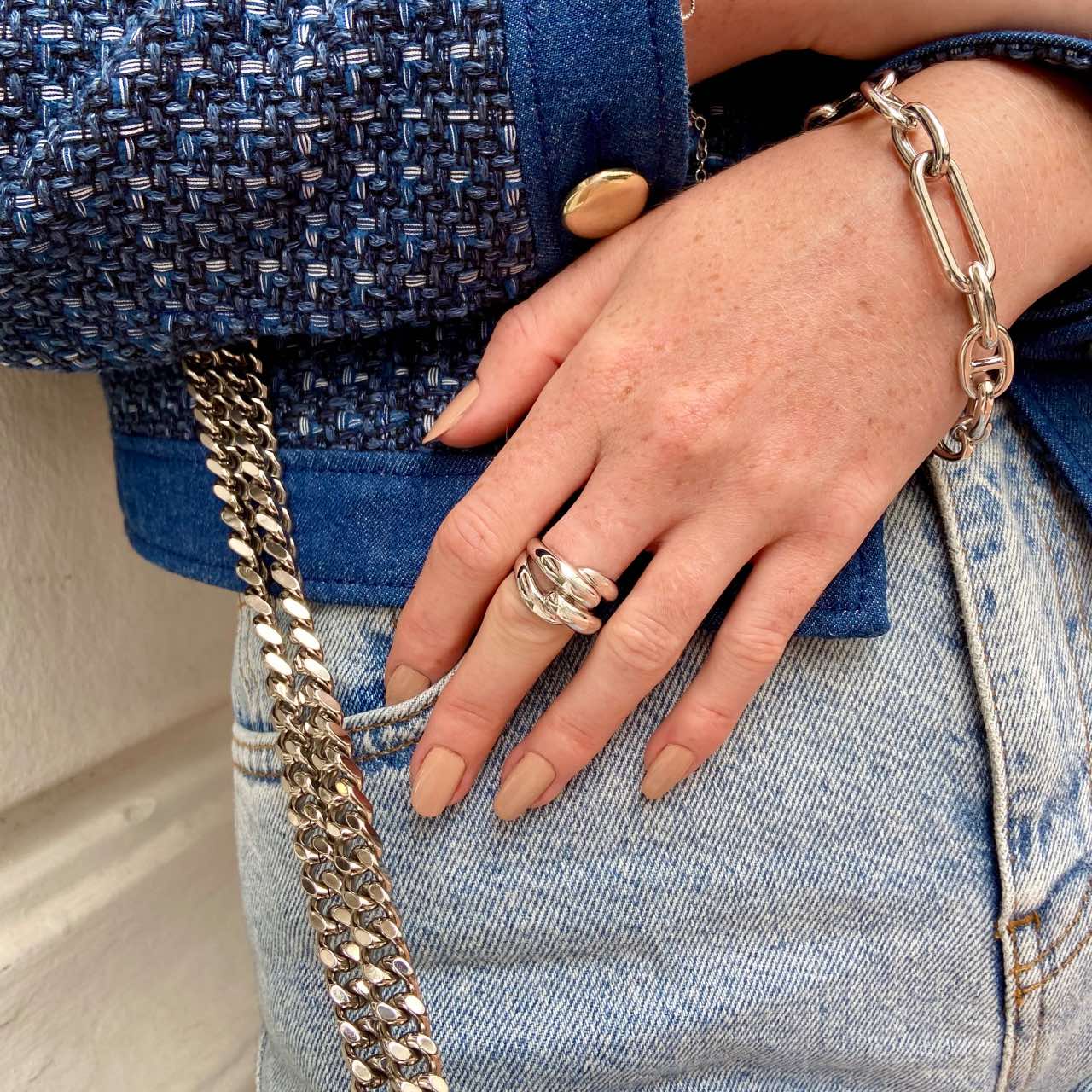 Bargue anneau entrecroisé argent