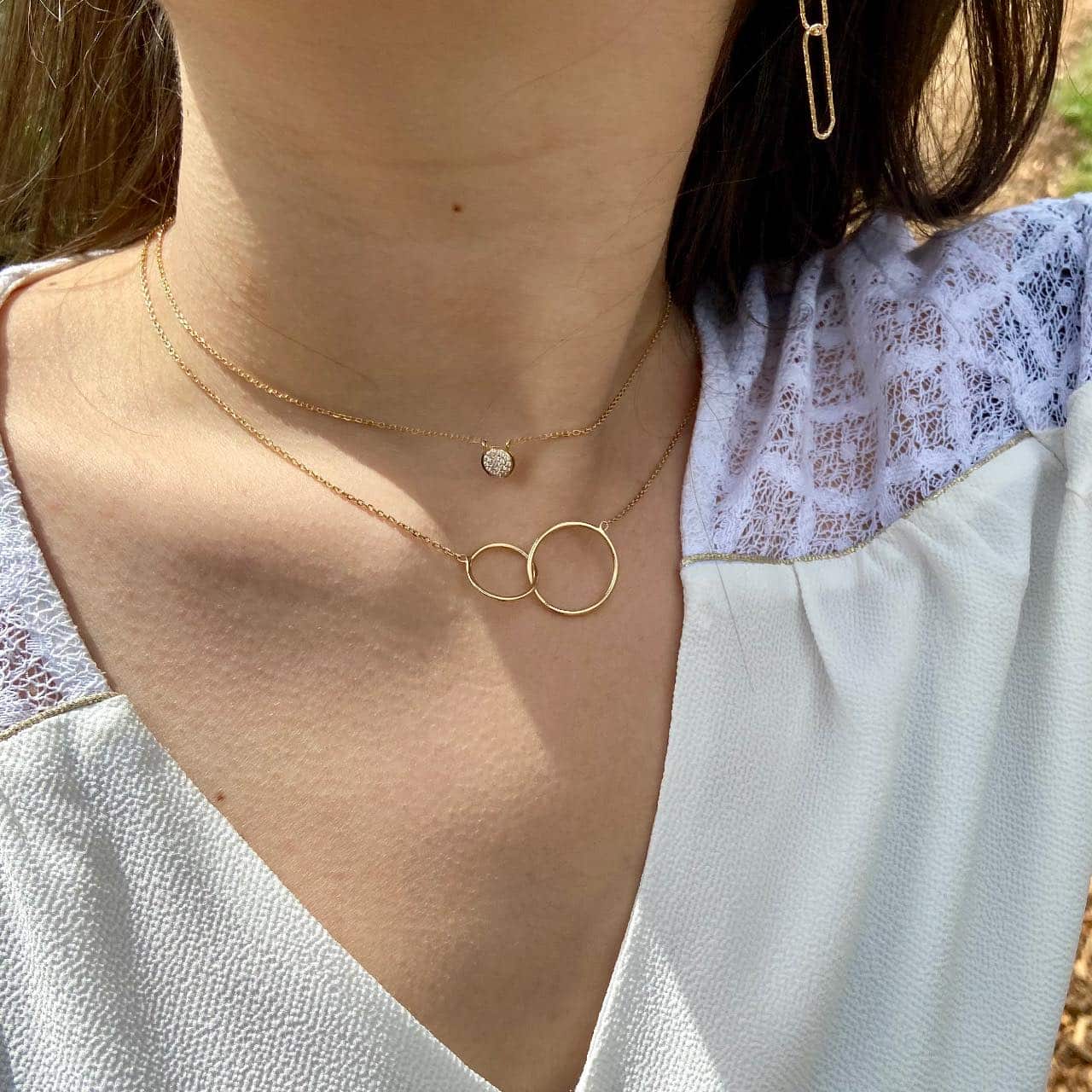 collier anneaux entrecroisés plaqué or