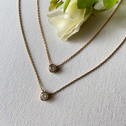 Duo de colliers zircon serti clos plaqué or