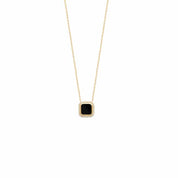 collier plaqué or pierre noire