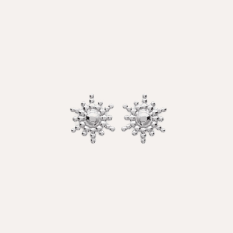 Boucles d'oreilles puces forme flocon argent