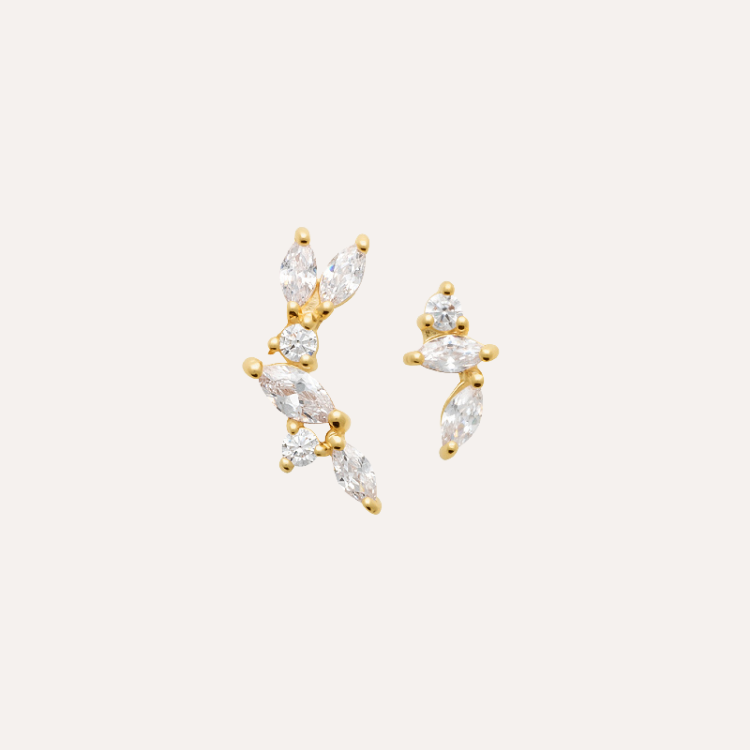 Boucles d'oreilles dépareillées plaqué or