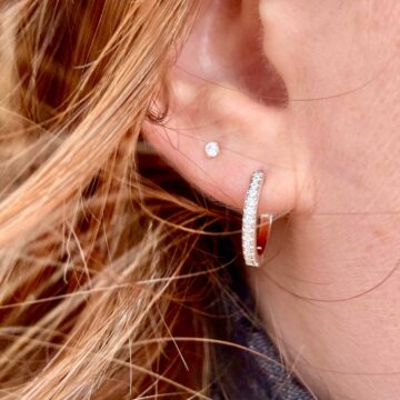 Boucles puces argent zircon et Créoles