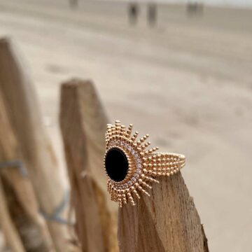 Bague plaqué or décor plage