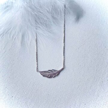 Collier argent plume zirconium