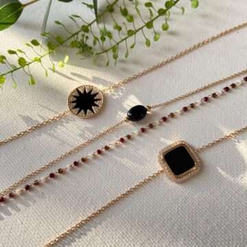 Composition de bracelets perle agate noire