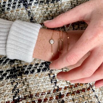 Bracelet plaqué or petite pastille zircon