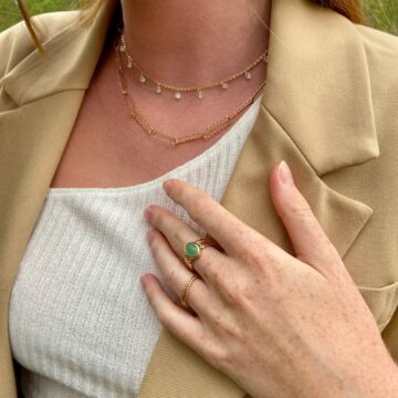 Bague plaqué or avec pierre aventurine