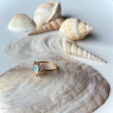 Bague plaqué or et agate bleu