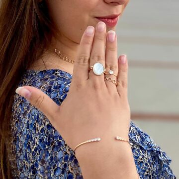 Bague plaqué or et nacre réversible