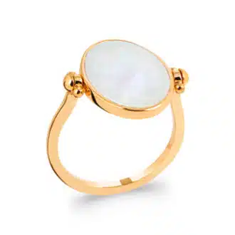 Bague réversible plaqué or en nacre