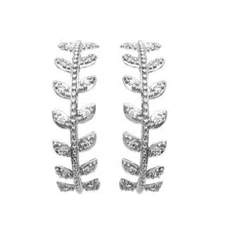 Boucles d'oreilles créoles ouvertes motif feuillage