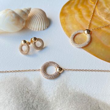 Bijoux sphère plaqué or et zirconiums