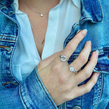 Bargue argent cercle zircon