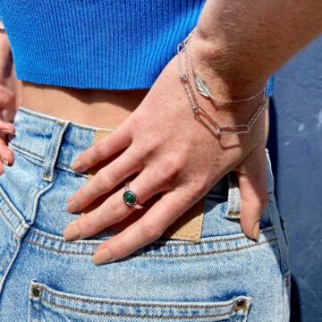Bague argent pierre malachite
