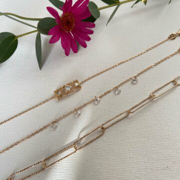 composition de 3 bracelets pour femme plaqué or