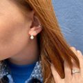 Boucles d'oreilles argent et zirconium avec perle