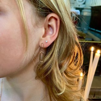 boucles d'oreilles anneaux ovales pendants en plaqué or 18 carats