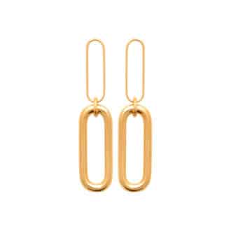 Boucles d'oreilles anneaux ovales pendants plaqué or