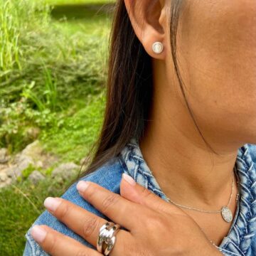 Boucles plaqué or nacre