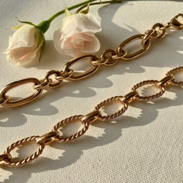 2 bracelet larges mailles plaqué or