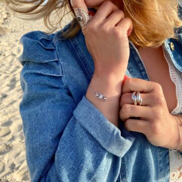 Bracelet argent barre 3 oxydes zirconium