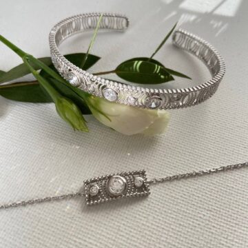 Bracelet chaîne et jonc barrette argent