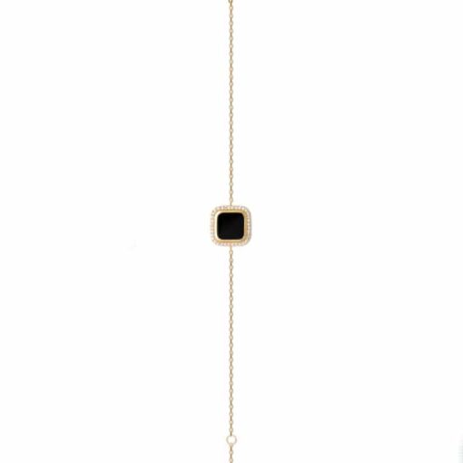 Bracelet plaqué or pierre agate noire