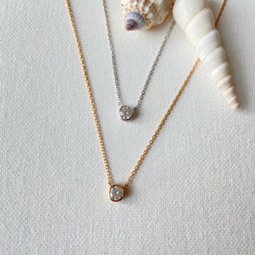 Collier argent plaqué or zircon