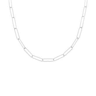 Collier argent rhodié mailles ovales