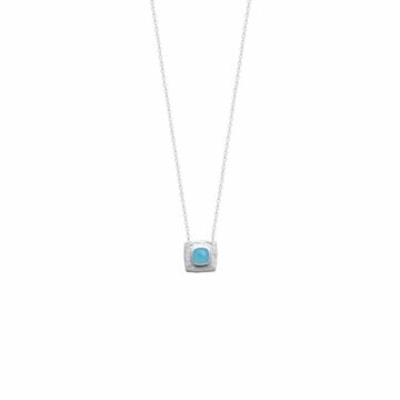 Collier argent carré agate bleu
