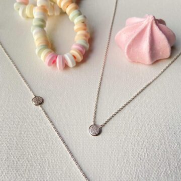 Collier et bracelet pastille zircon argent