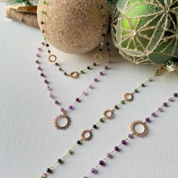 Collier plaqué or améthyste