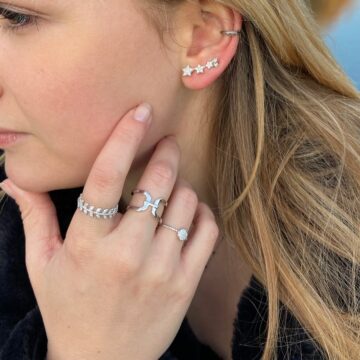 Bague H argent rhodié