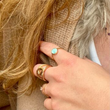 Bague plaqué or femme pierre verte